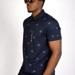 Tommy Hilfiger Navy Monogram Print Polo Shirt