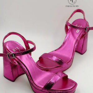 Mix Glossy Block Heel Sandals
