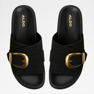 ALDO Black Buckle Slide Sandals