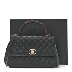 Channel Black Quilted Top Handle Crossbody Bag