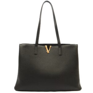 Versace Black V Accent Tote Bag